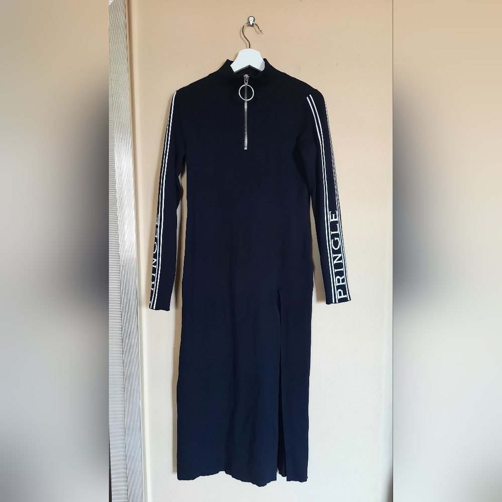 Pringle X H&M Black Long Sleeve Sweater Dress   Zip Slit Chic Modern Capsule